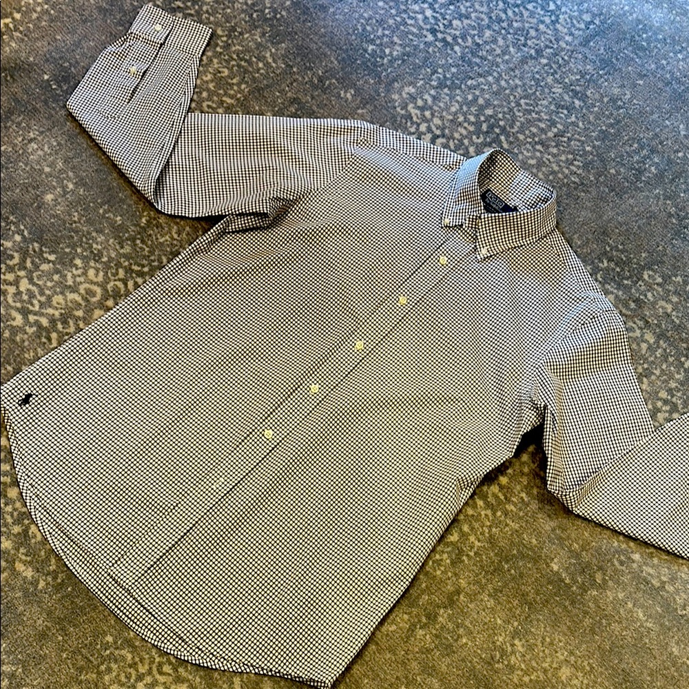 RALPH LAUREN BROWN AND WHITE CHECKERED SIZE M SHIRT - Picture 2 of 9